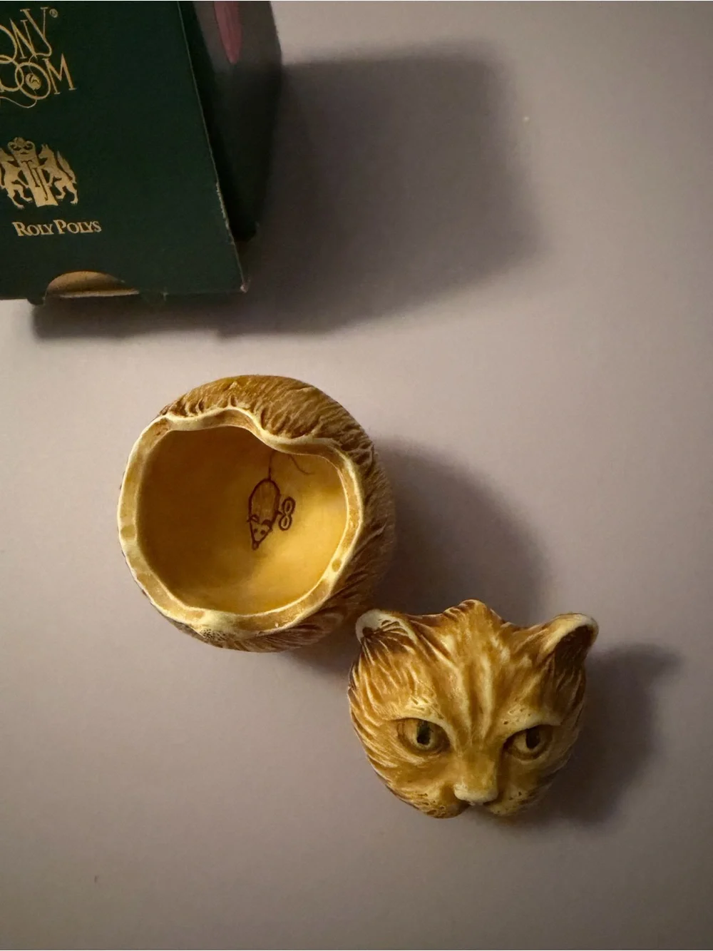 Harmony Kingdom Cass Cat Head Trinket Box - Brown & Gold
